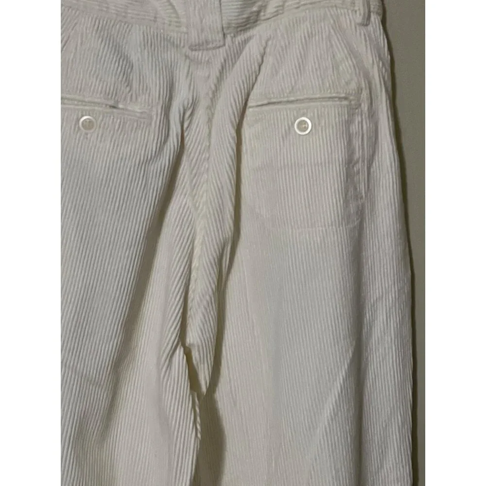 Marsh Landing Essentials Womens Corduroy‎ Pants Size 12 Cream High Waist Cotton